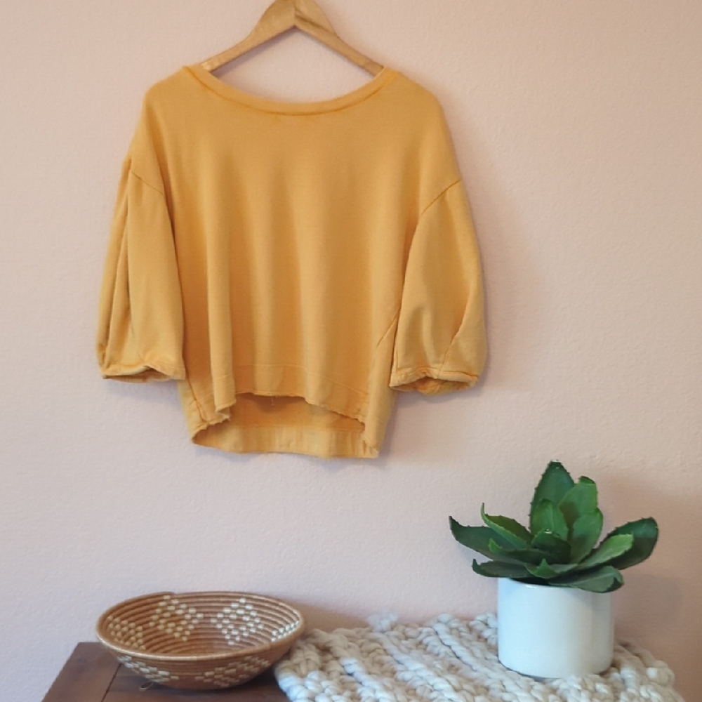 Anthropologie Mustard Yellow Crew Neck Sweater